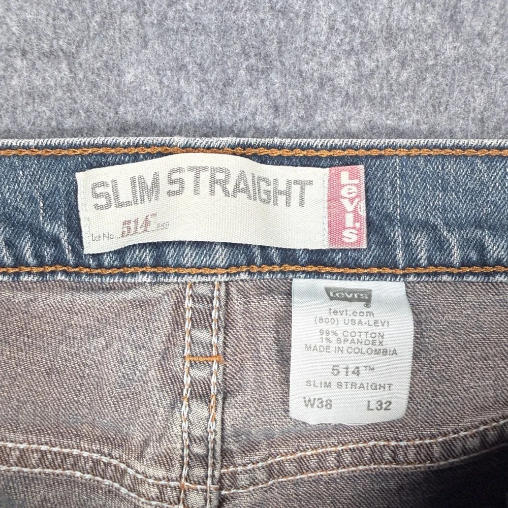 Levis 514 Slim Straight Mens Blue Denim Jeans W38 L32 Medium Wash Y2k 11/05